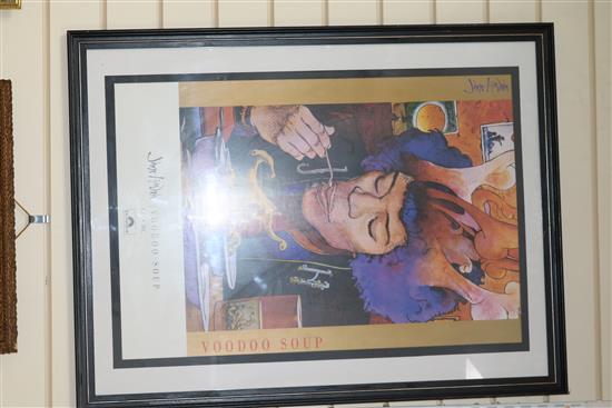 Pop and Rock Memorabilia, three framed posters,